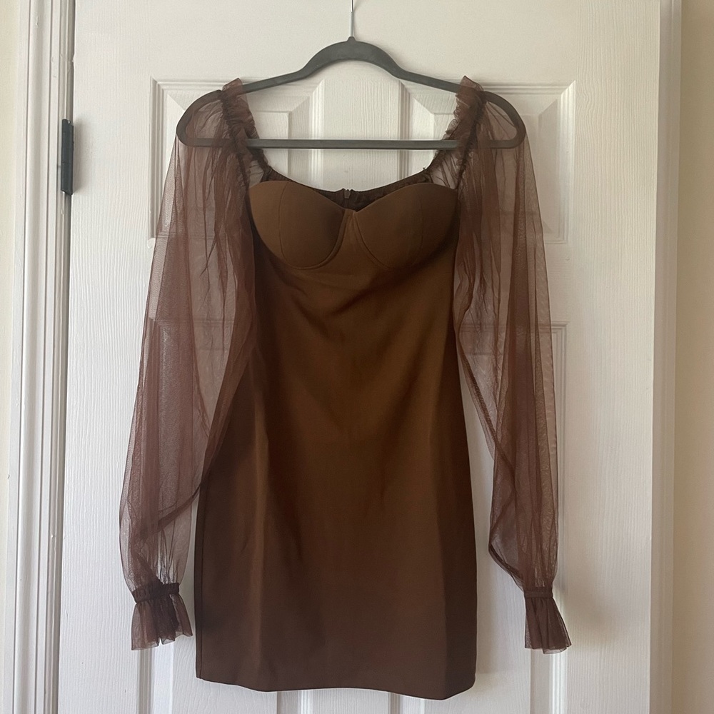 tight fitted mini dress with sleeves